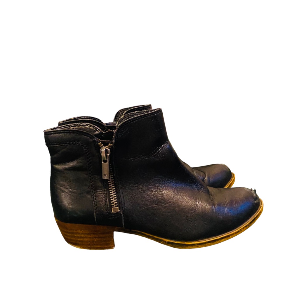 Lucky Brand Basel Womens Ankle Boots 36 Black Leather Western Boho Bootie